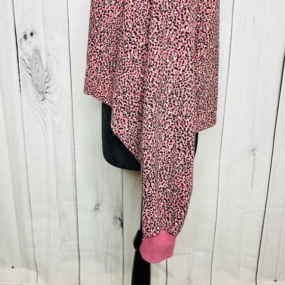 LE LIS Pink Animal Print Cropped Balloon Sleeve Pullover Sz L - Picture 6 of 9